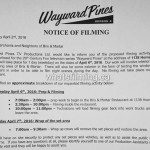 Wayward Pines Filming Notice April 6, 2016 Brix and Mortar Yaletown Vancouver