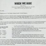When We Rise Filming Notice April 15, 2016 Pacific Central Station Vancouver