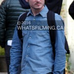 Elijah Wood as 'Todd' on set of Dirk Gently