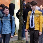 Samuel Barnett & Elijah Wood on set of Dirk Gently