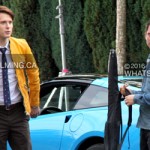 Elijah Wood & Samuel Barnett on set of Dirk Gently