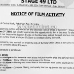 Dead of Summer Filming Notice June 3, 2016 Central Park Patterson Ave and Boundary Rd, Burnaby