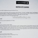 Travelers Filming Notice June 17, 20, 2016 Collingwood St & 2nd Ave, Kitsilano, Vancouver