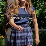 Brec Bassinger in between takes during Status Update filming