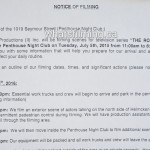 The Romeo Section Filming Notice July 5, 2016 Penthouse Night/Strip Club Seymour Street, Vancouver