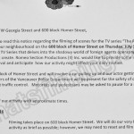 The Romeo Section Filming Notice July 14, 2016 Homer St Vancouver