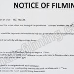 Travelers Filming Notice July 18, 2016 Train on Main, Main St, Vancouver