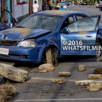 Destroyed car on Moncton Street in Steveston Village