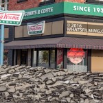 A fake Krispy Creme donut shop was added to Steveston Village