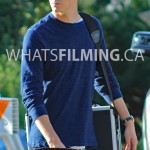 Grant Gustin as Barry Allen filming The Flash Season 3 Episode 2 in Vancouver