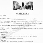 The Arrangement Filming Notice August 12, 2016 on Vernon Dr in Vancouver
