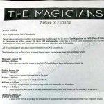 The Magicians Filming Notice August 19, 2016 at 2415 Columbia St in Vancouver