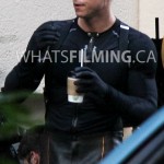 Todd Lasance enjoying a drink in between takes