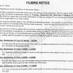 My So Called Wife Filming Notice September 6, 2016 at 100 Block Alexander St in Gastown, Vancouver