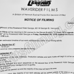 Legends Of Tomorrow Filming Notice September 9, 2016 at Hotel Georgia in Vancouver