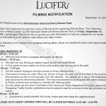 Lucifer Filming Notice September 16, 2016 at 439 Helmcken St and Emery Barnes Park in Vancouver