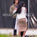 Deniz Akdeniz & Karen David laughing between takes