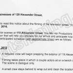 You Me Her Filming Notice October 3, 2016 at 129 Alexander St in Vancouver