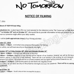 No Tomorrow Filming Notice October 24-31 at 7337 N Fraser Way in Burnaby