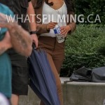 Candice Patton arriving on set of The Flash