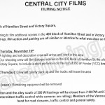 The Flash Filming Notice November 9, 2016 at Victory Square & 400 Block Hamilton St in Vancouver