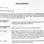 The X-Files Filming Notice for September 18, 2017 at Laughing Statues in Morton Park in Vancouver