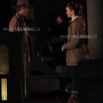 Caitlin Snow (Danielle Panabaker) and Julian Albert (Tom Felton) filming a dialogue scene for The Flash season 3 episode 13 in Vancouver