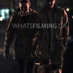 Caitlin Snow and Julian Albert lock arms as they walk while filming a scene for The Flash season 3 episode 13 in Vancouver